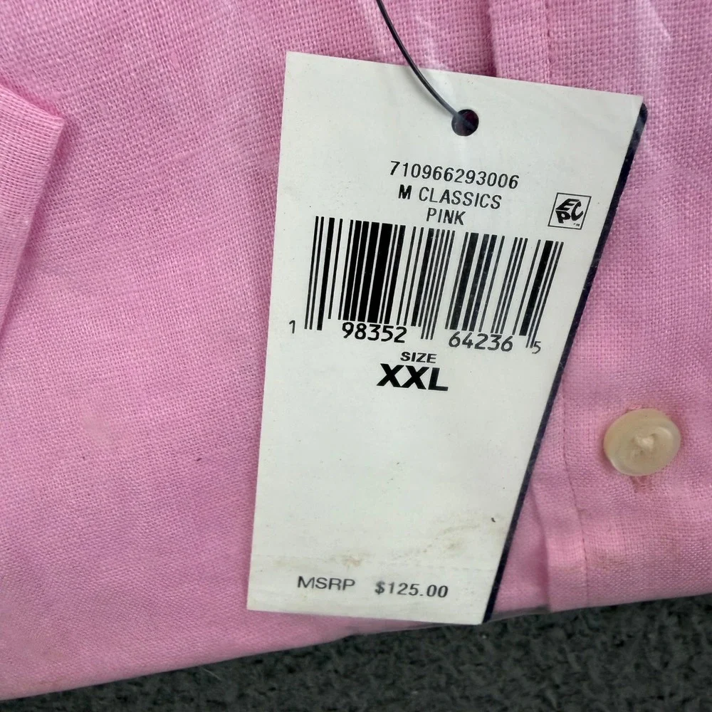 Polo Ralph Lauren Mens XXL Pink Linen Short Sleeve Button Down 710966293006